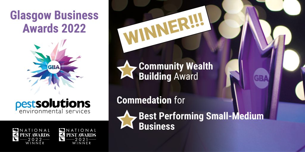 2022 Glasgow Business Awards Winner -Community Wealth Building Award Winner - Pest Solutions