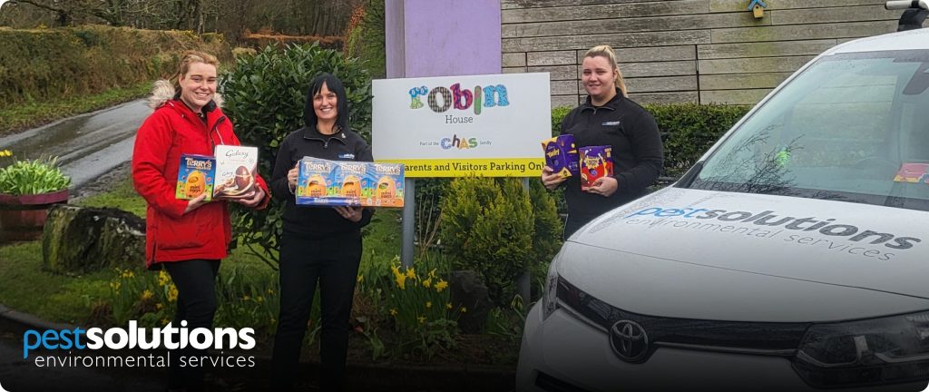 Pest Solutions charity Easter Egg delivery at Robin House