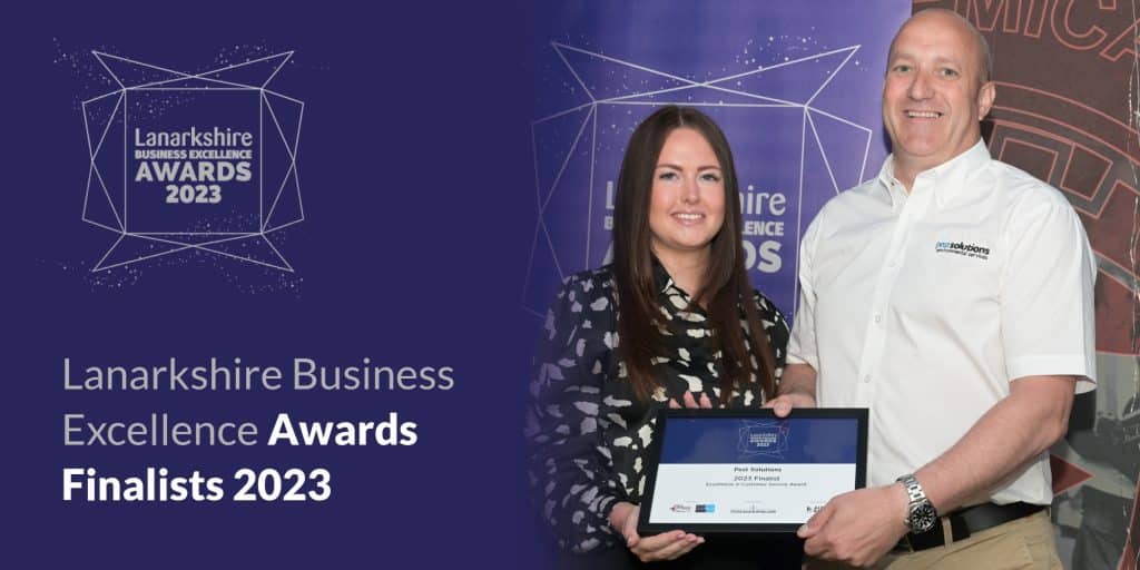 Customer Service Excellence Award Finalist - Pest Solutions - 2023 Lanarkshire Business Excellence Awards
