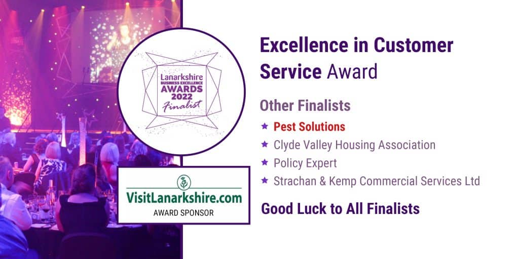 Excellence in Customer Service Award Finalist - Pest Solutions - 2022 Lanarkshire Business Awards